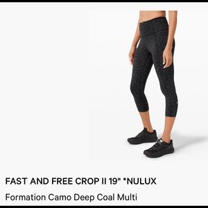 Lululemon Fast and Free Crop II 19”